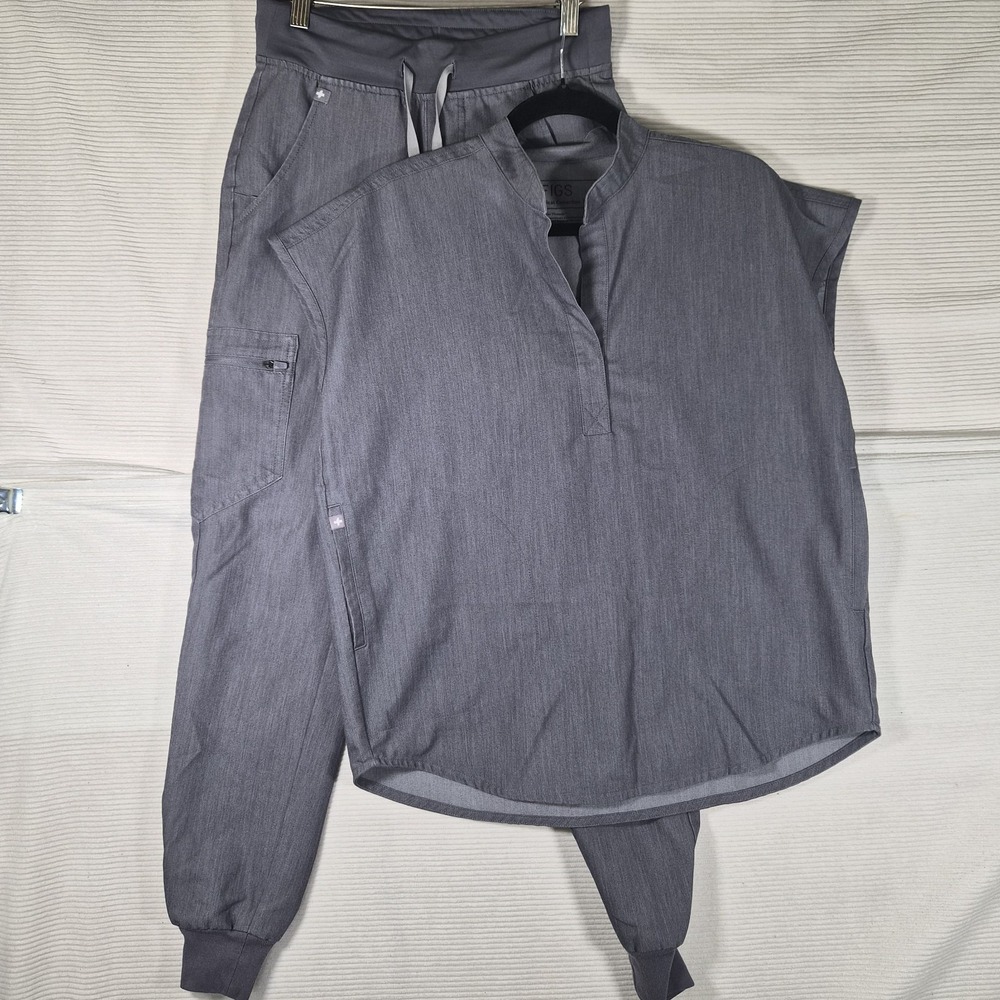 FIGS Technical Collection Scrub Set Womens XXS Petite Gray Jogger Pants & Top...